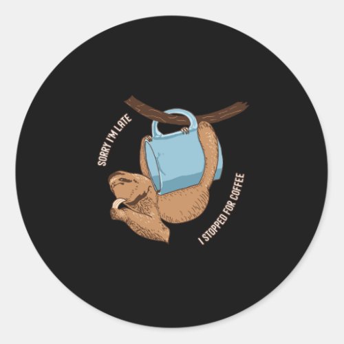 Coffee Sloth Classic Round Sticker