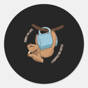 Coffee Sloth Classic Round Sticker