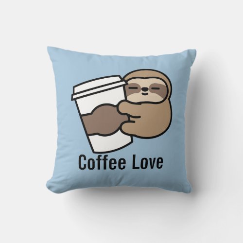 Coffee Sloth Throw Pillow