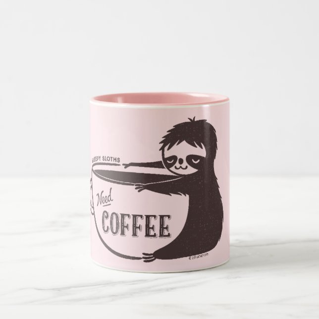 Coffee Sloth Two-Tone Coffee Mug (Center)