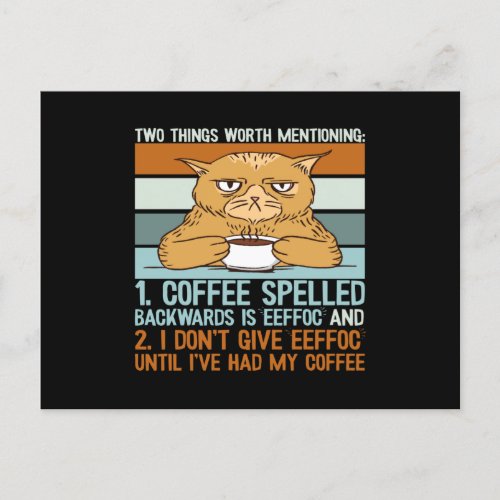 Coffee Spelled Backwards _ Funny Cat Postcard