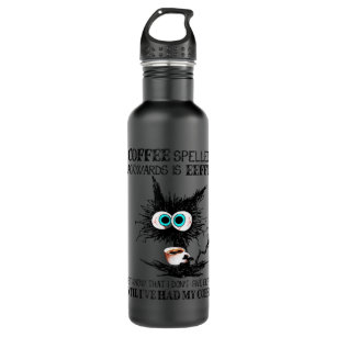 Coffee Spelled Backwards Is Eeffoc Cat Coffee Love Stainless Steel Water Bottle