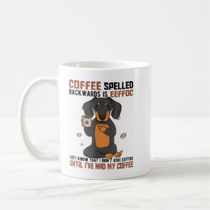 COFFEE Spelled Backwards is EEFFOC Doberman Drinki Coffee Mug