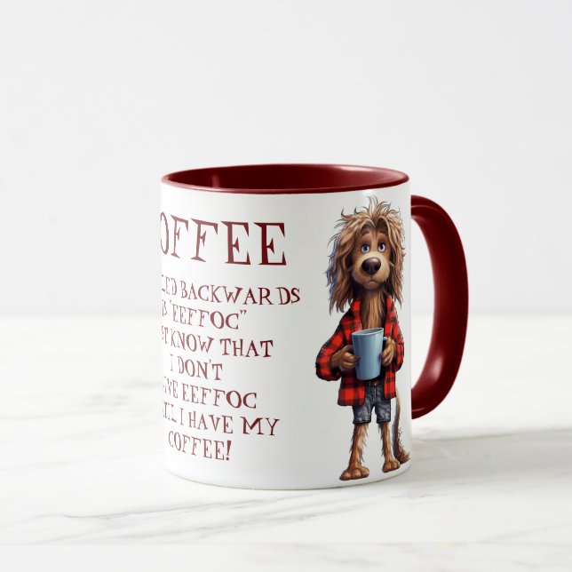 Coffee Spelled Backwards Is Eeffoc - Dog Mug (Front Right)
