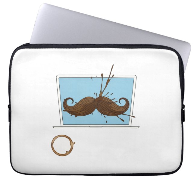 Coffee Spill Mustache Sleeve | Funny Laptop Work  (Front)