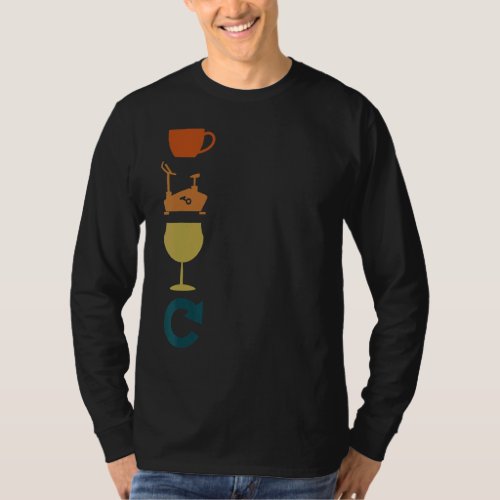 Coffee Spin Wine Repeat Fitness Cyclist Vintage Gy T_Shirt