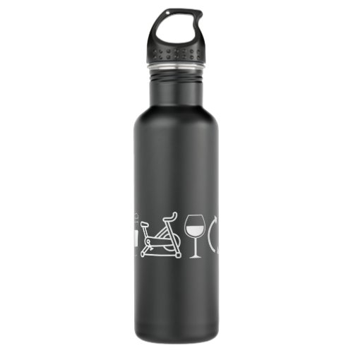 Coffee Spin Wine Repeat Funny Spinning Class Worko Stainless Steel Water Bottle
