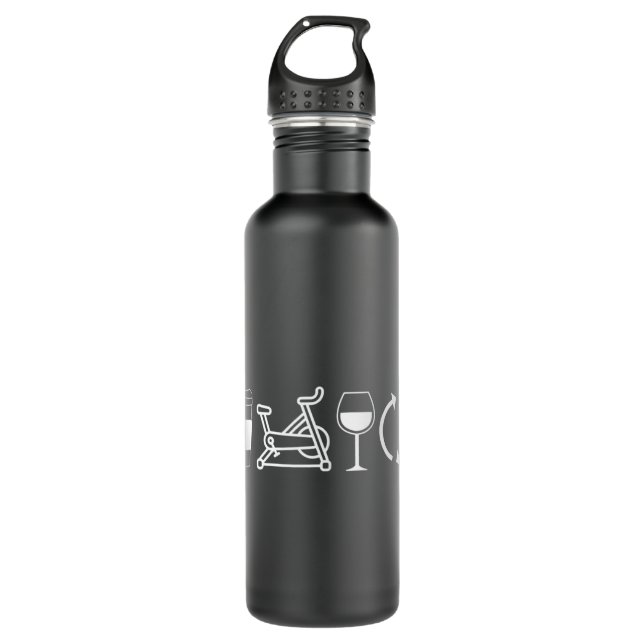 Coffee Spin Wine Repeat Funny Spinning Class Worko Stainless Steel Water Bottle (Front)
