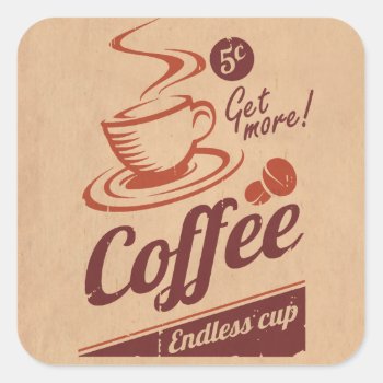Coffee Square Sticker by CaptainScratch at Zazzle