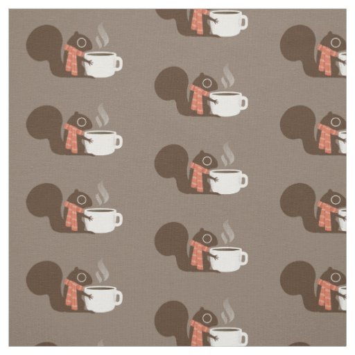 Coffee Squirrel | Warm Winter Holiday Animal Art Fabric