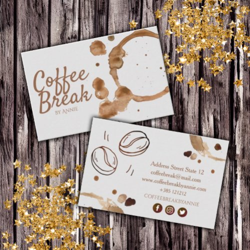 Coffee Stain And Beans Business Card