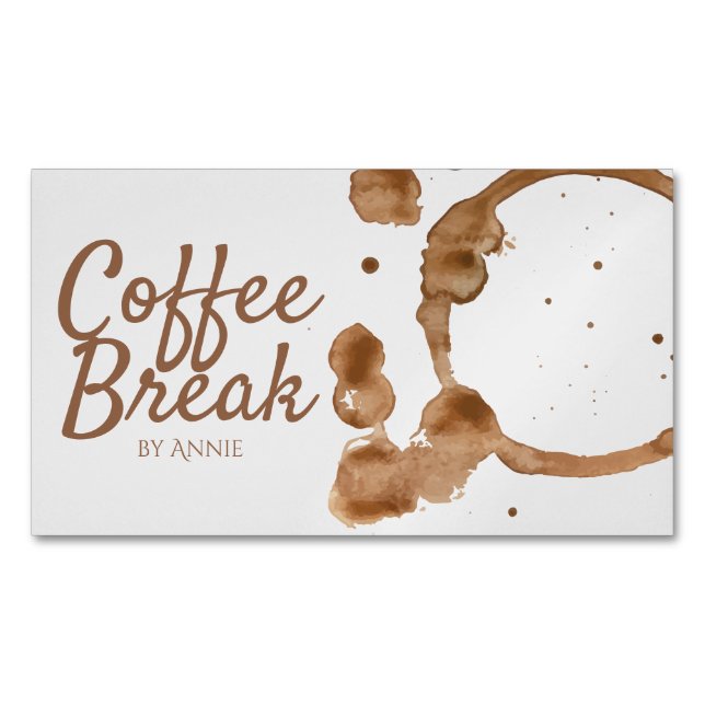 Coffee Stain And Beans Business Card Magnet (Front)