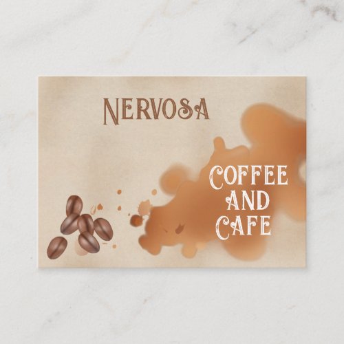 Coffee Stain and Beans Contemporary Business Card