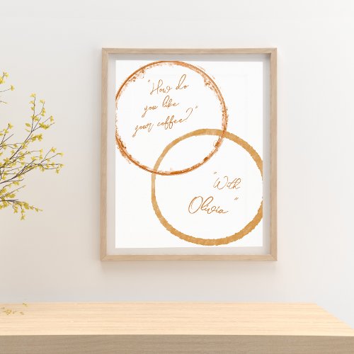 Coffee Stain Art Couples Cute Bedroom Poster