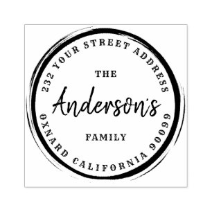 Coffee Stain Circle-Custom Family Name Rubber Stamp