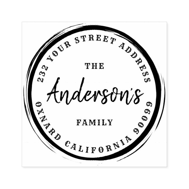 Coffee Stain Circle-Custom Family Name Rubber Stamp (Imprint)