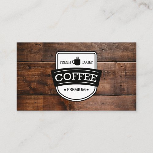 Coffee Stain  Coffee Shop Barista Wood Trim Business Card