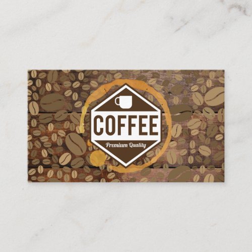 Coffee Stain  Coffee Shop Barista Wood Trim Business Card