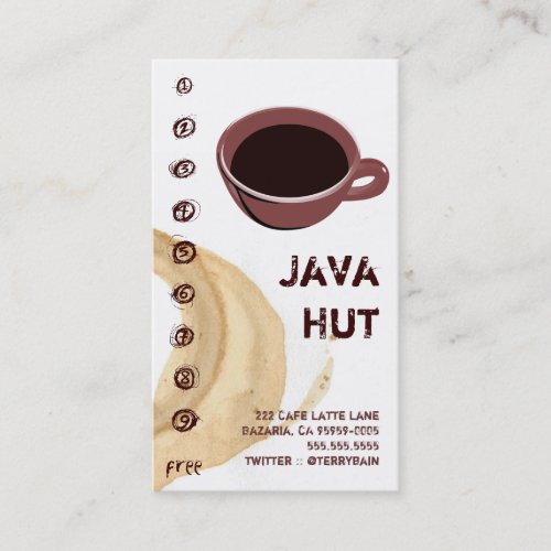 Coffee Stain  Cup Java Hut Business Card