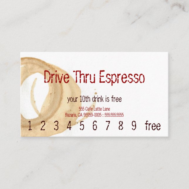 Coffee Stain Drink Loyalty Penicillin Card (Front)