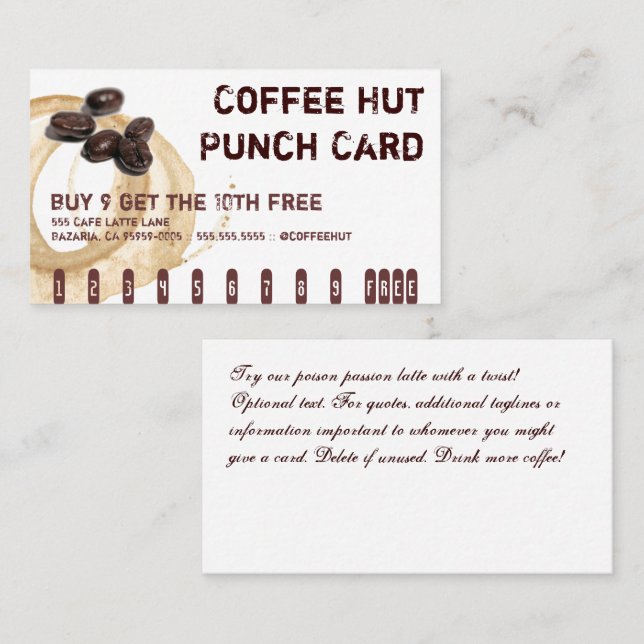 Coffee Stain Logo Drink Punch Card (Front/Back)