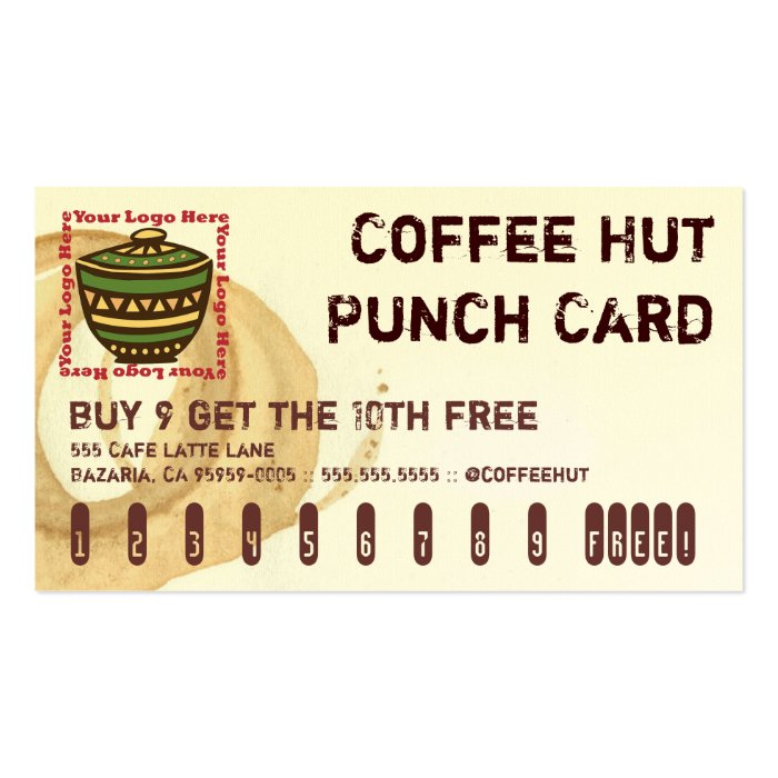 Coffee Stain Logo Drink Punch Card Zazzle