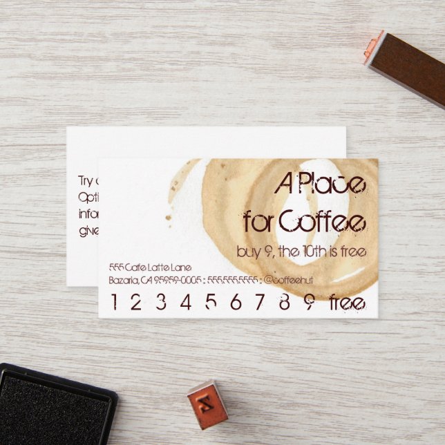 Coffee Stain Logo Drink Punch Hero Loyalty Card (Front/Back In Situ)
