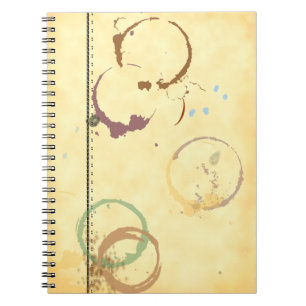 Coffee Stain Typeart Grunge Faux-Parchment Pattern Notebook