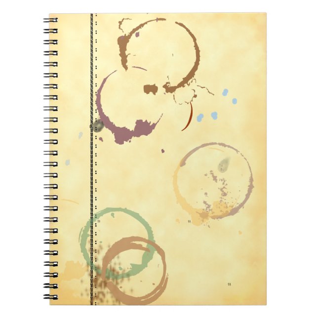 Coffee Stain Typeart Grunge Faux-Parchment Pattern Notebook (Front)