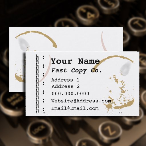 Customizable Coffee Stain Typewriter Grunge Business Card