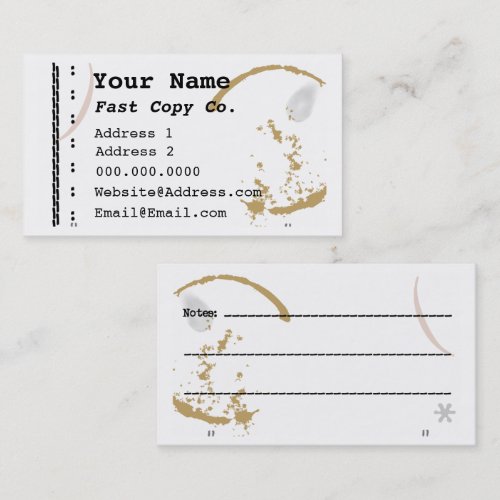 Coffee Stain Typewriter Grunge Business Cards