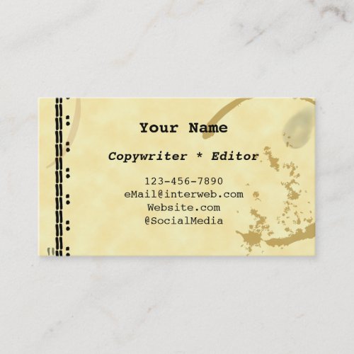 Coffee Stain Typewriter Grunge Business Cards