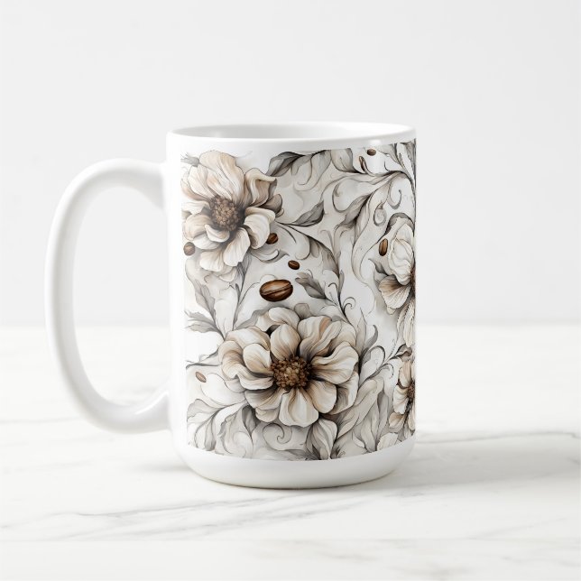 Coffee stained flowers - Coffee Addicts Mug (Left)