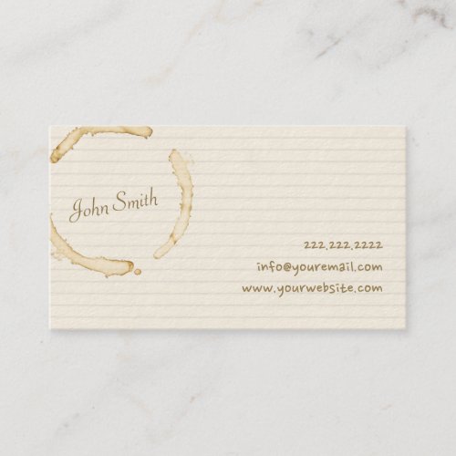 Coffee Stained Handwriting Script Calling Card