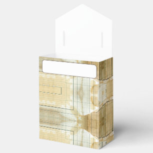 Coffee stained ledger paper collage favor boxes