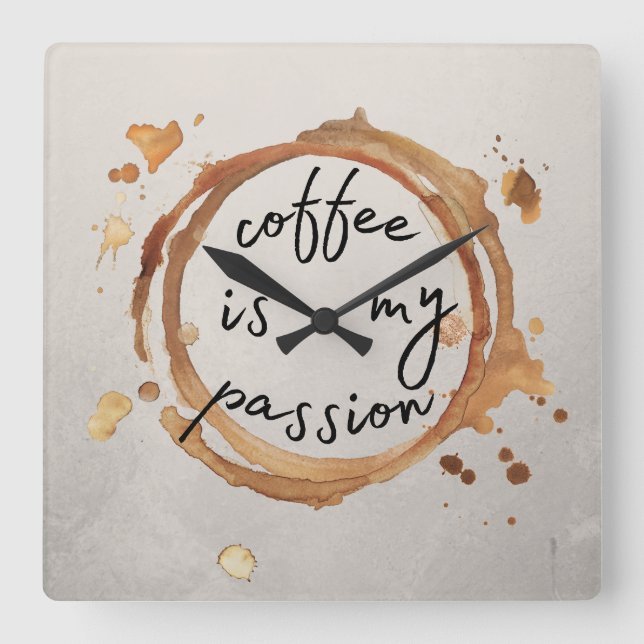coffee stains square wall clock (Front)