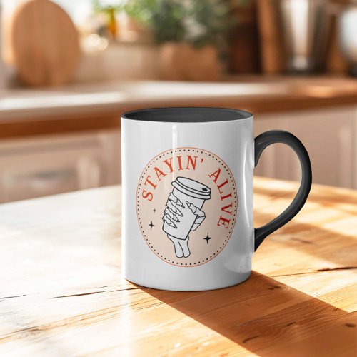 Coffee Stayin Alive Skeleton Mug