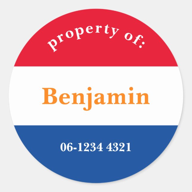 coffee sticker red white blue with name (Front)