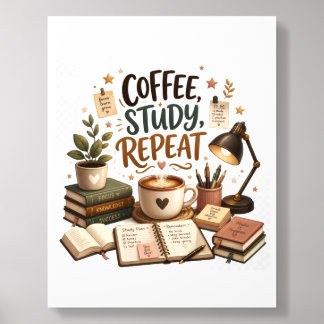 Coffee Study Repeat Cozy Academic Study Room Acrylic Photo Tile