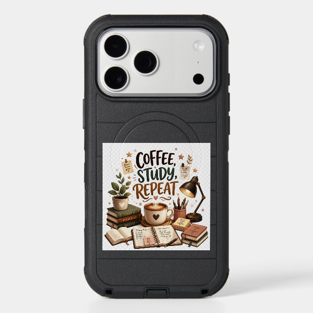 Coffee Study Repeat Cute Book Lover Academic Otterbox iPhone Case (Back)