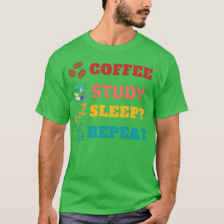 Coffee Study Sleep Repeat Vintage Sunset Colors 1 T-Shirt
