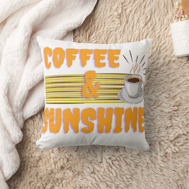 Coffee & Sunshine – Positive Morning Vibes  Throw Pillow (Blanket)
