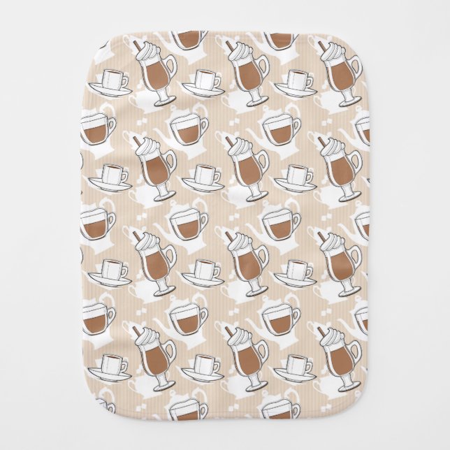 Coffee, sweet pattern baby burp cloth (Front)
