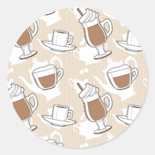 Coffee, sweet pattern classic round sticker
