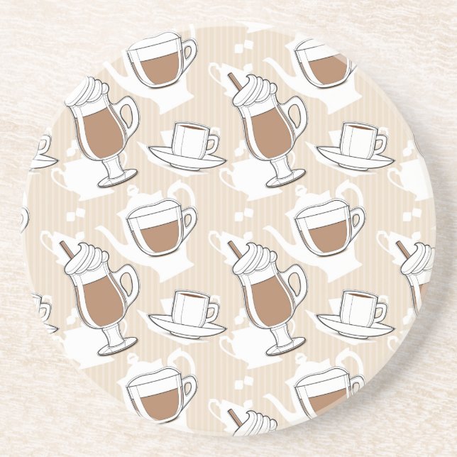 Coffee, sweet pattern drink coaster (Front)