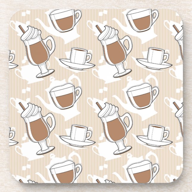 Coffee, sweet pattern drink coaster (Front)