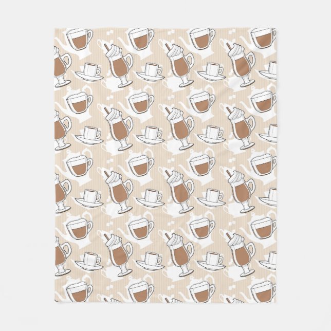 Coffee, sweet pattern fleece blanket (Front)
