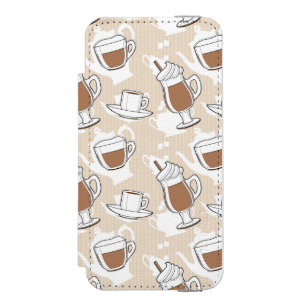 Coffee, sweet pattern iPhone SE/5/5s wallet case