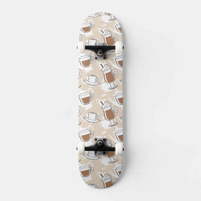 Coffee, sweet pattern skateboard deck (Front)