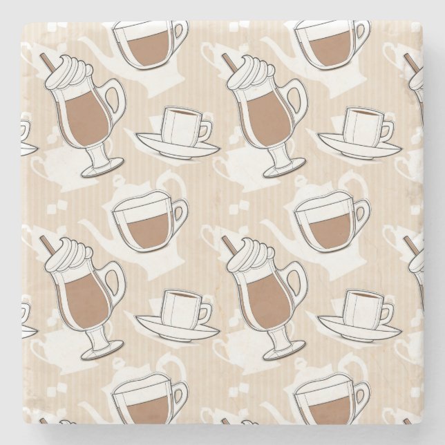 Coffee, sweet pattern stone coaster (Front)